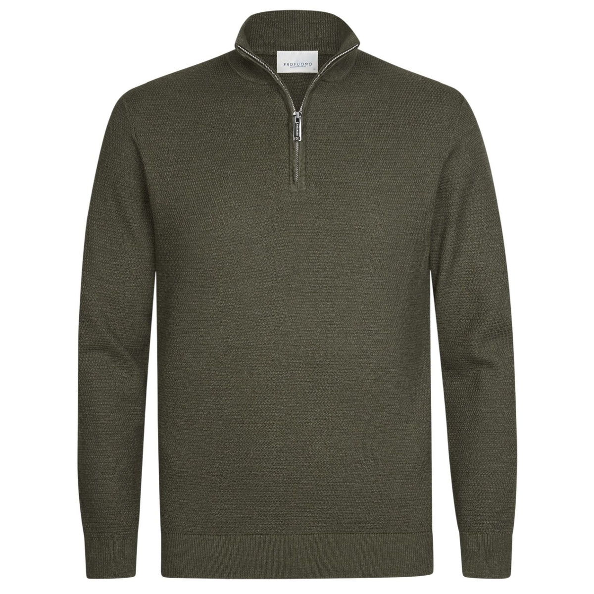 Profuomo Struktureret Half Zip Sweater Mørkegrøn