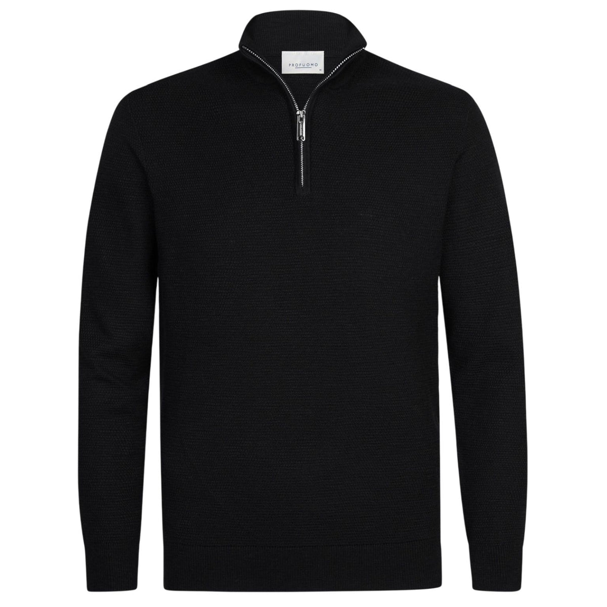 Profuomo Struktureret Half Zip Sweater Sort