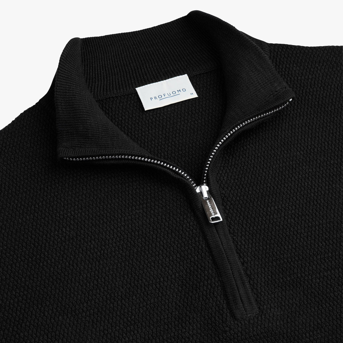 Profuomo Struktureret Half Zip Sweater Sort