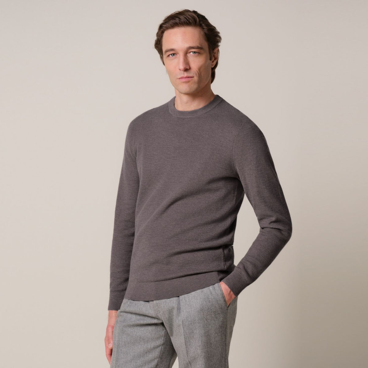 Profuomo struktureret sweater brun