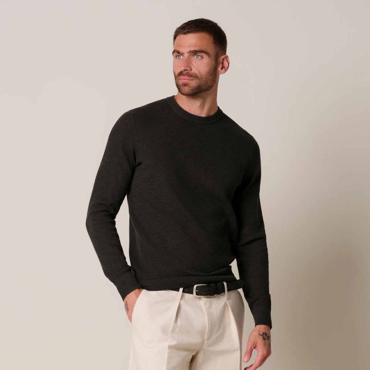 Profuomo Structured Sweater Mørkebrun