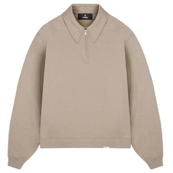 Represent Initial Boxy Quarter Zip Sweater Beige
