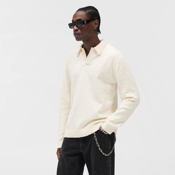 Represent Knitted Longsleeve Polo Off White