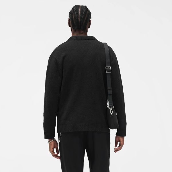 Represent Knitted Longsleeve Polo Zwart