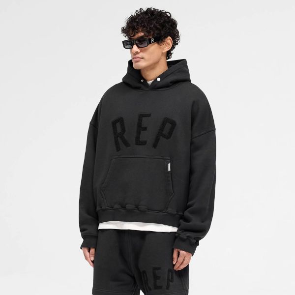 Represent Rep Applique Hoodie Zwart