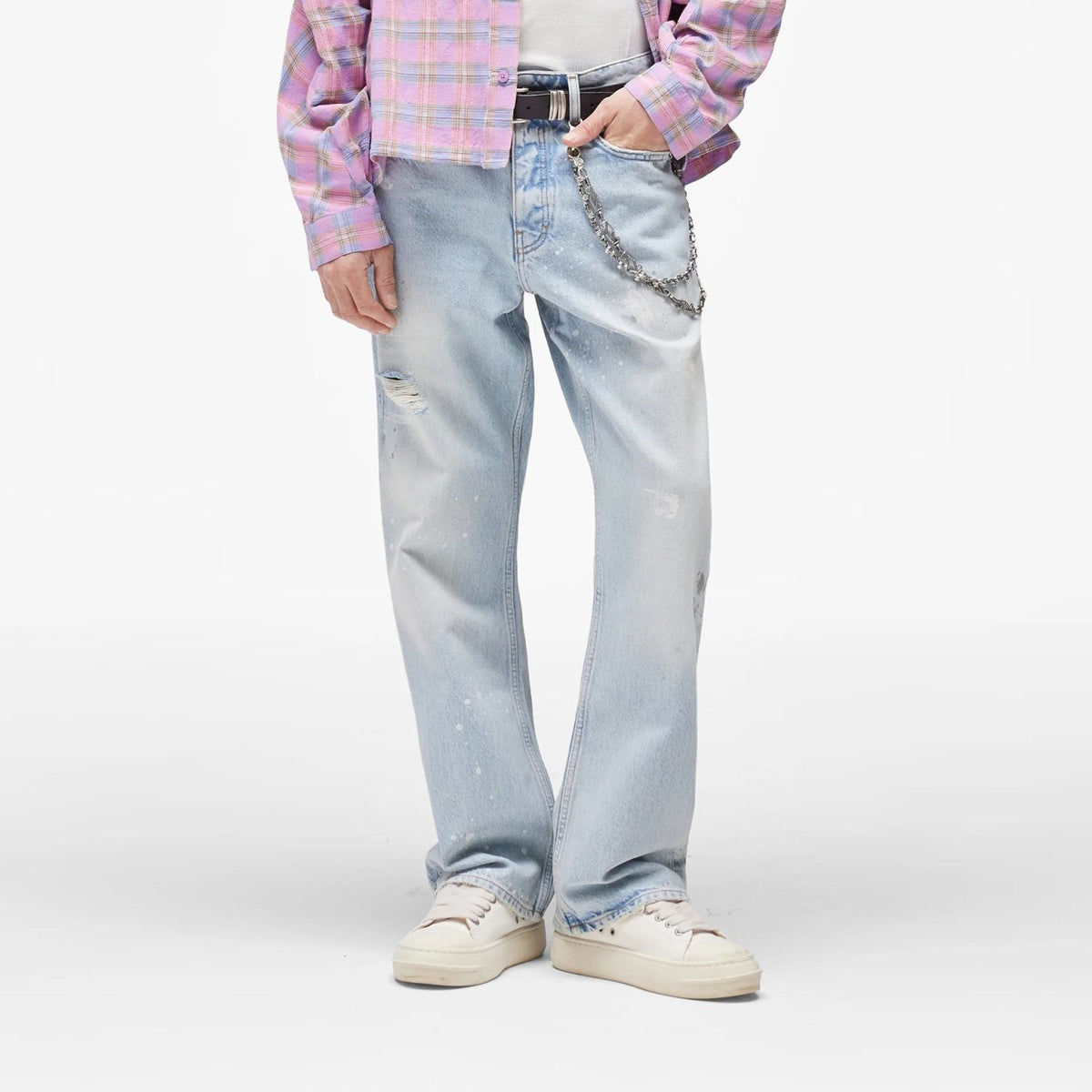 Represent Painted Denim Jeans Lyseblå