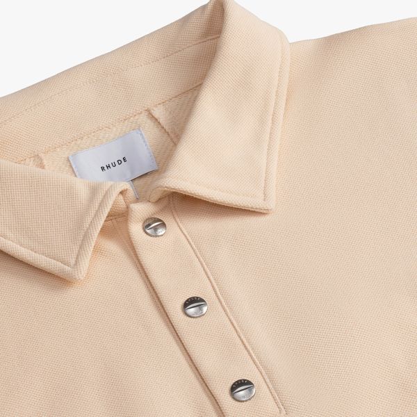 Rhude Pique Snap Polo Beige