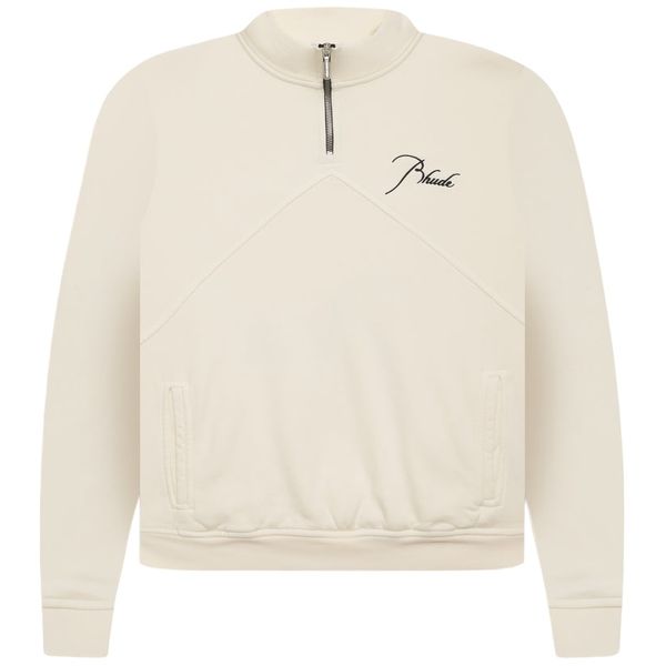 rhude quarte zip sweater off white