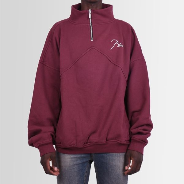 Rhude Quarter Zip Sweater Bordeaux
