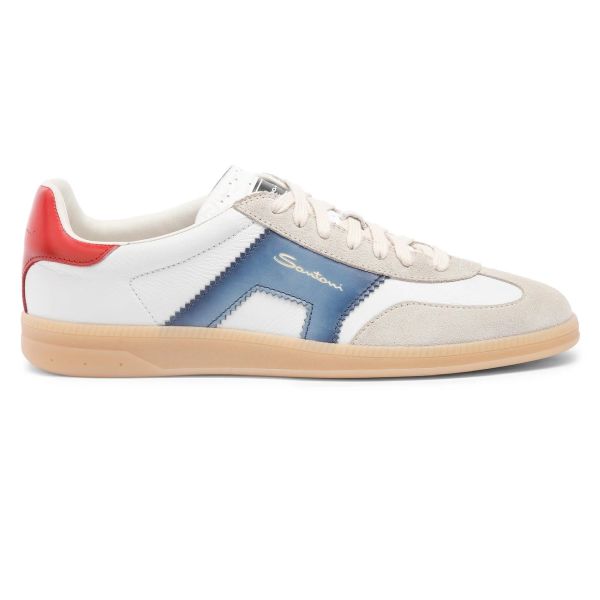Santoni Double Buckle Signature Olympic Sneaker Wit/Blauw