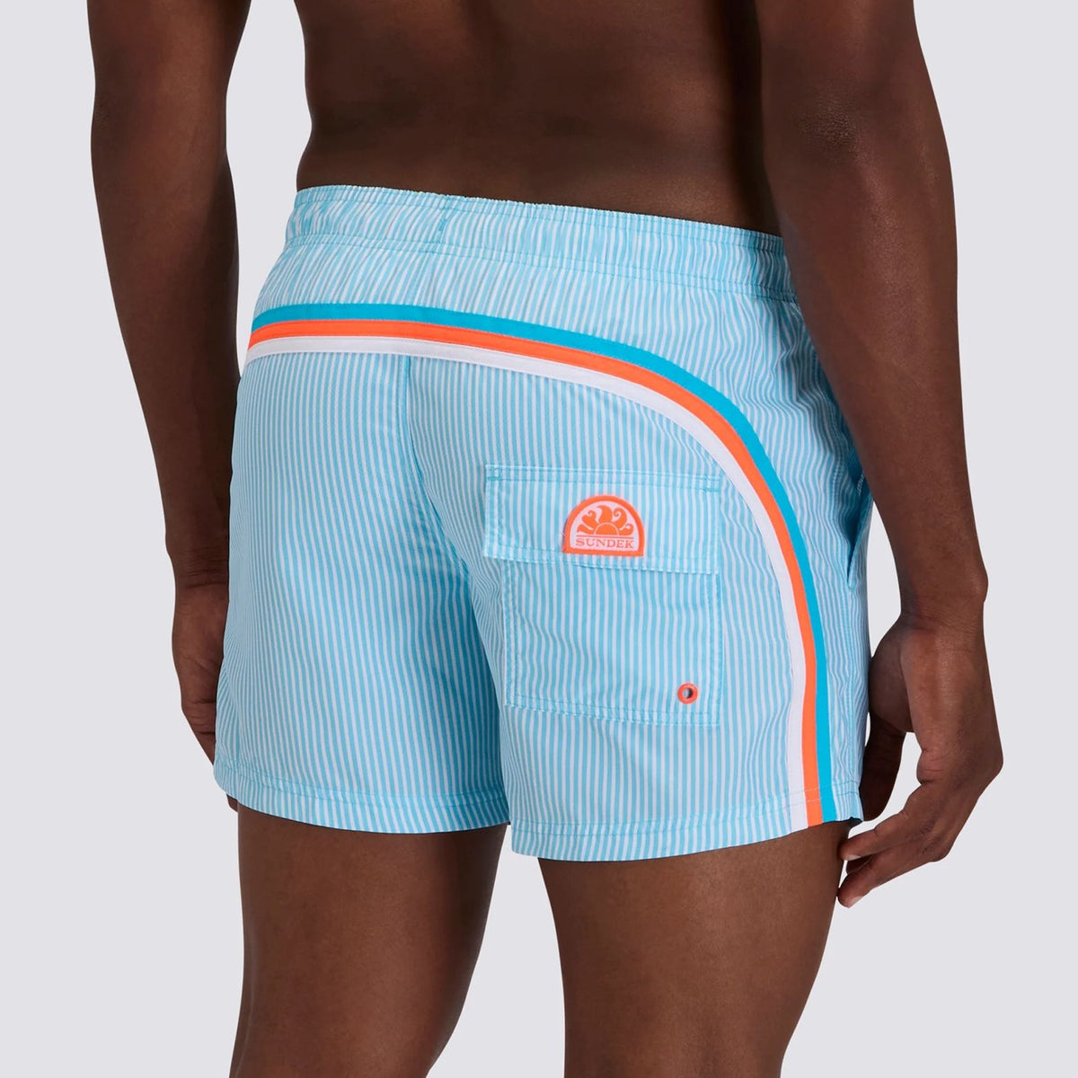 Sundek Printed Striped Zwembroek Licht Blauw