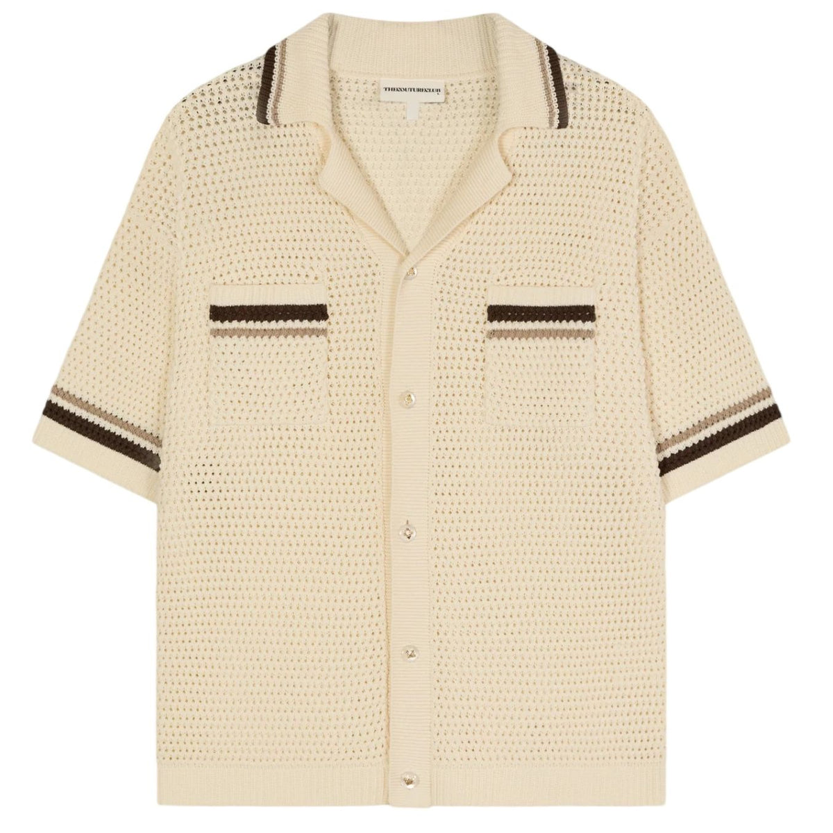 The Couture Club Crochet Knitted Stripe Overhemd Off White