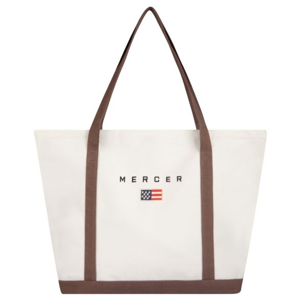 The Mercer Brand Canvas Bag Wit/Bruin