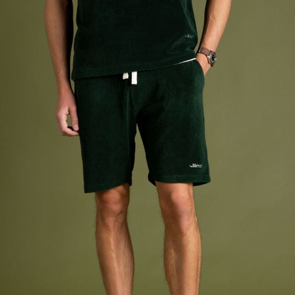 The Mercer Brand Terry Toweling Korte Broek Donker Groen