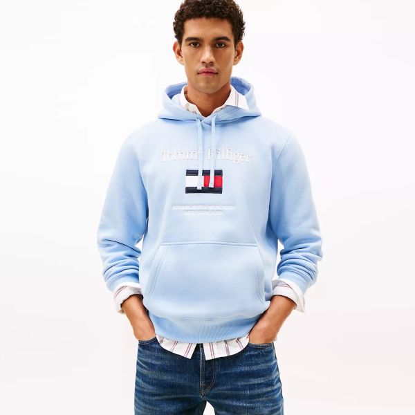 Tommy Hilfiger Embro Flag Hoodie Licht Blauw