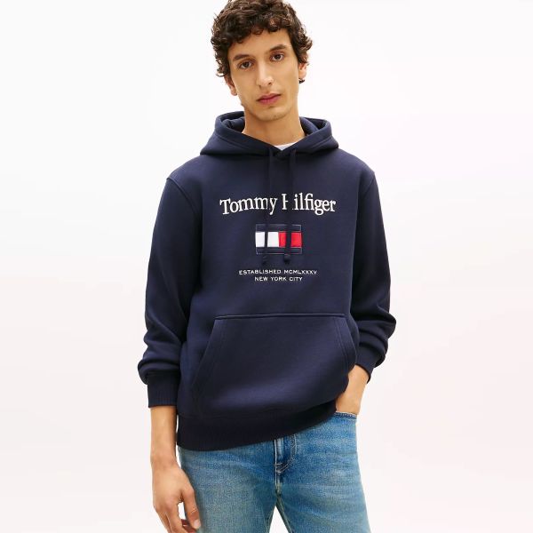 Tommy Hilfiger Embro Flag Hoodie Navy