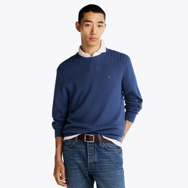 Tommy Hilfiger Herringbone Structure Sweater Blauw