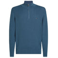 Tommy Hilfiger Herringbone Structure Zip Mock Sweater Blauw