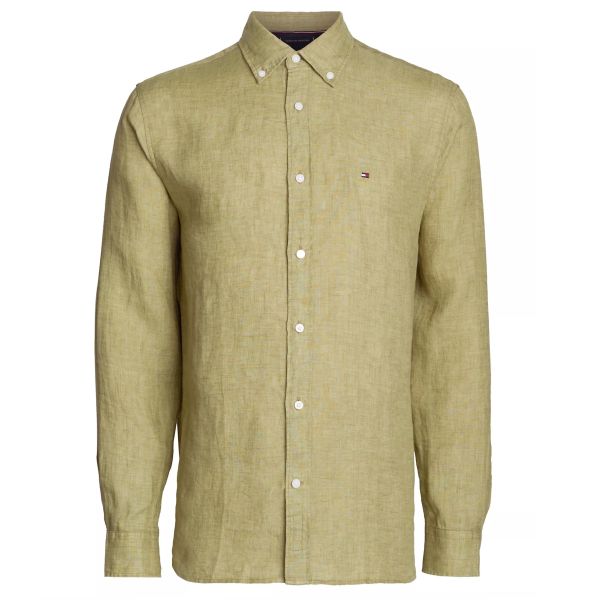 Tommy Hilfiger Pigment Dyed Solid Overhemd Donker Groen