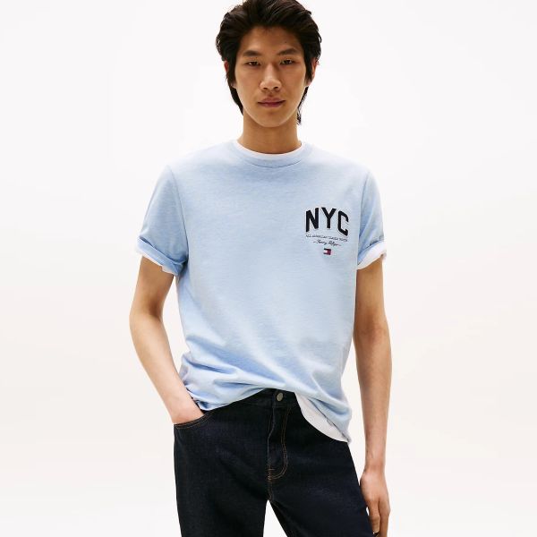 Tommy Hilfiger Script NYC T-shirt Licht Blauw