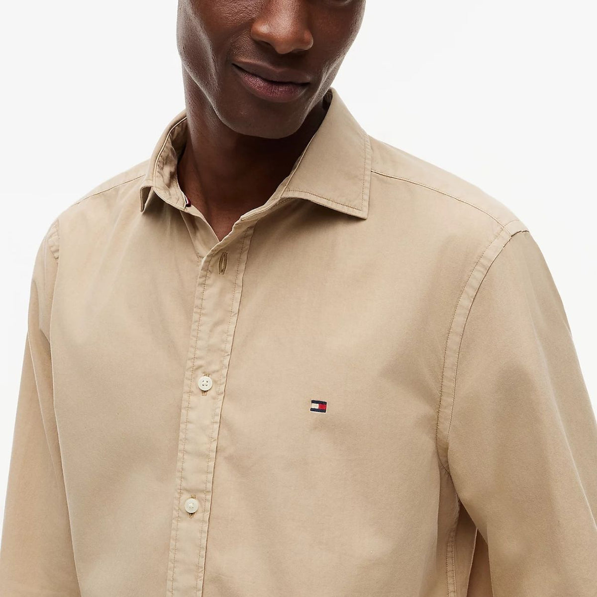 Tommy Hilfiger Washed Poplin Overhemd Beige