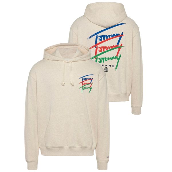 Tommy Jeans 3 Color Sign Hoodie Off White