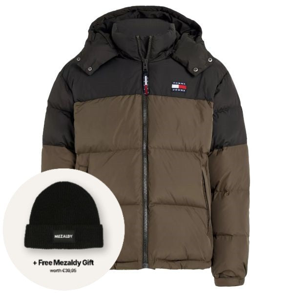 Tommy Jeans Alaska Colorblocked Puffer Mørkegrøn/Sort