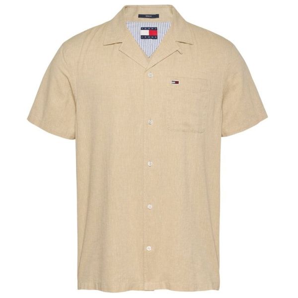 Tommy Jeans Linen Blend Camp Overhemd Beige