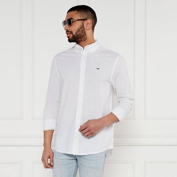 Tommy Jeans Linen Blend Overhemd Wit