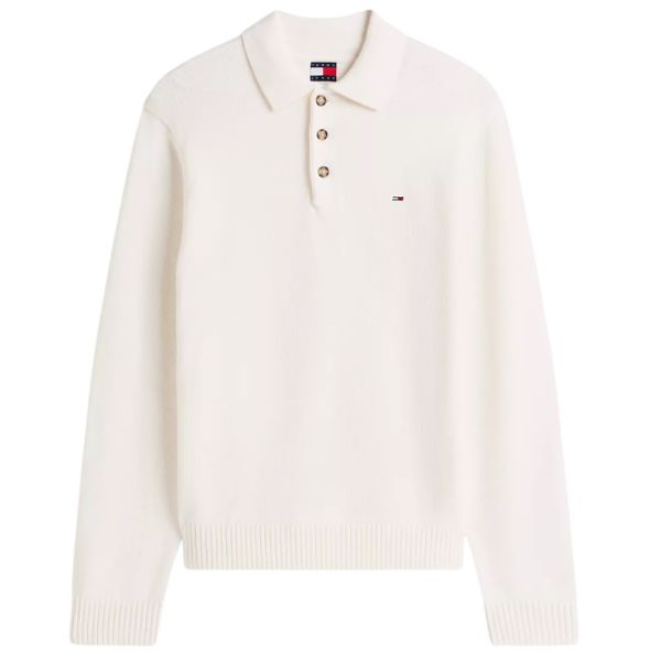 Tommy Jeans Slim Essential Polo Sweater Off White