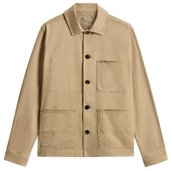 Woolrich Cotton Twill Chore Overshirt Beige