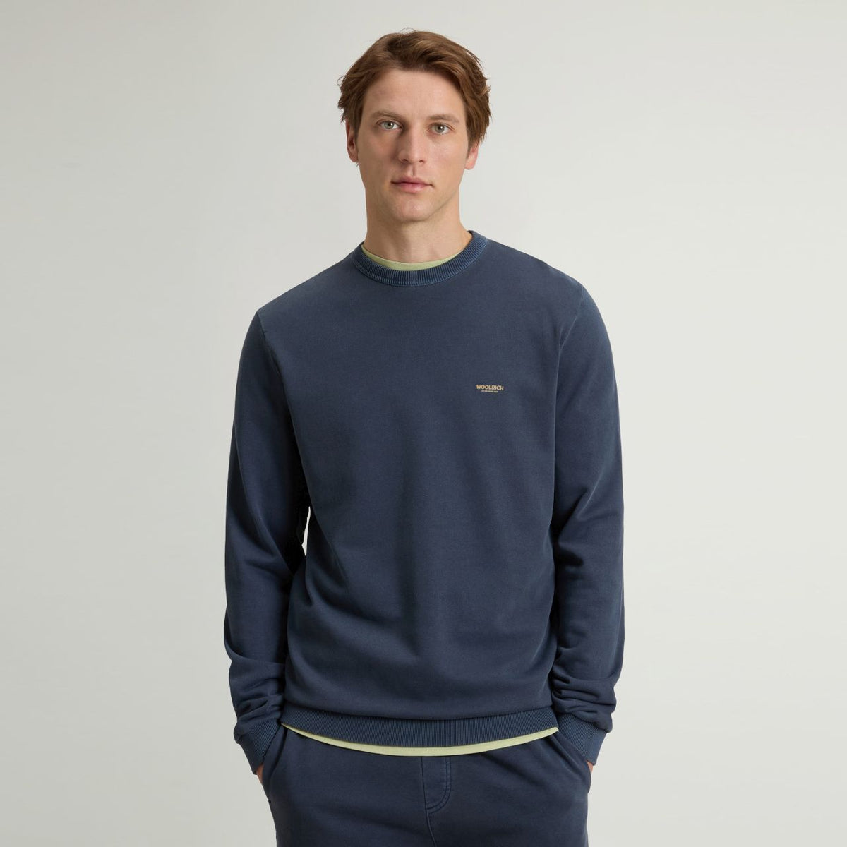 Woolrich Garment Dyed Logo Sweater Navy