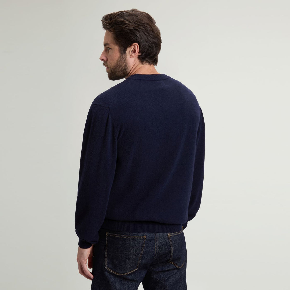 Woolrich lammeuldssweater marineblå