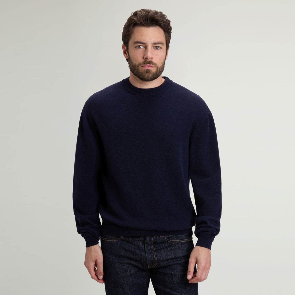 Woolrich lammeuldssweater marineblå