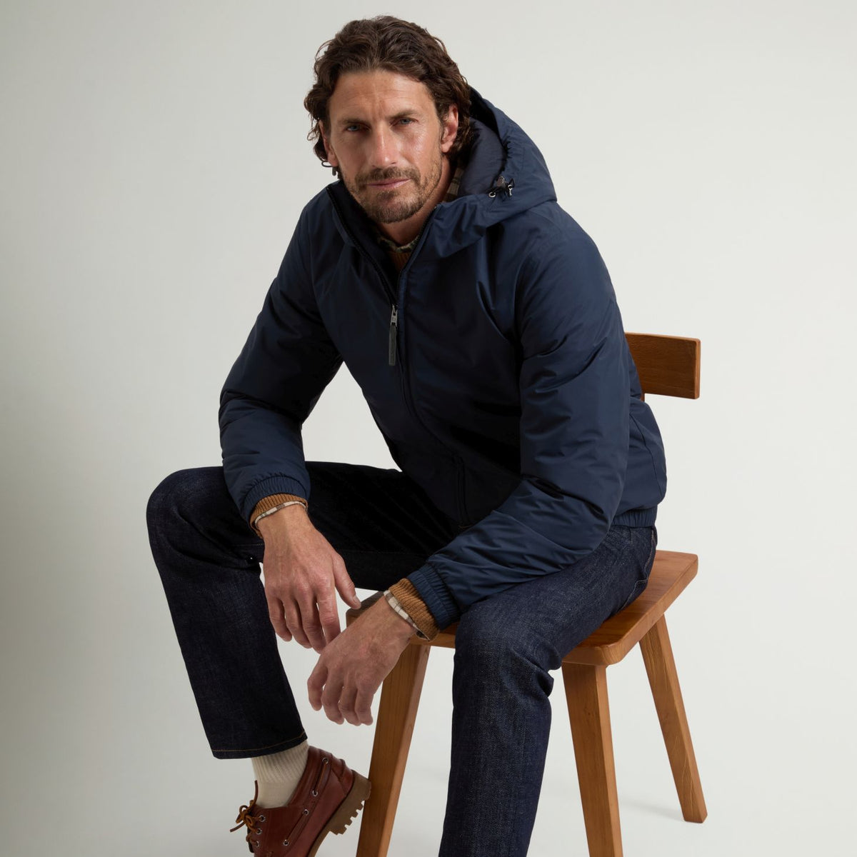 Woolrich Micro Ripstop hættejakke navy